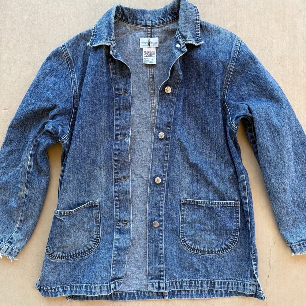Vintage 90s French Dressing Denim Chore Jacket Womens 10 Jean Barn Coat Canada - Picture 2 of 8
